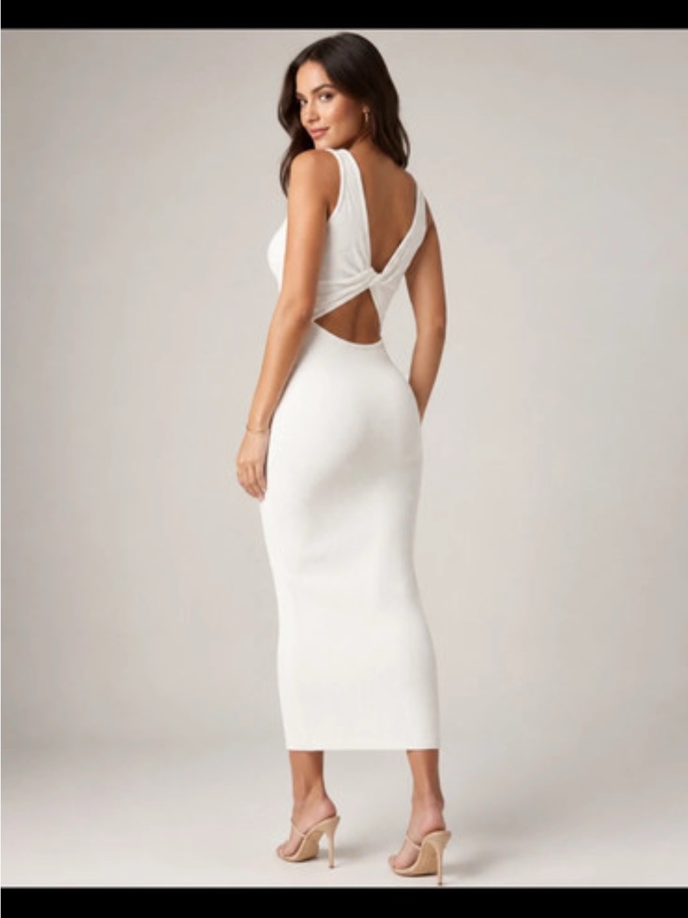 White Twist-Back Maxi Dress - Sleek Sleeveless Design